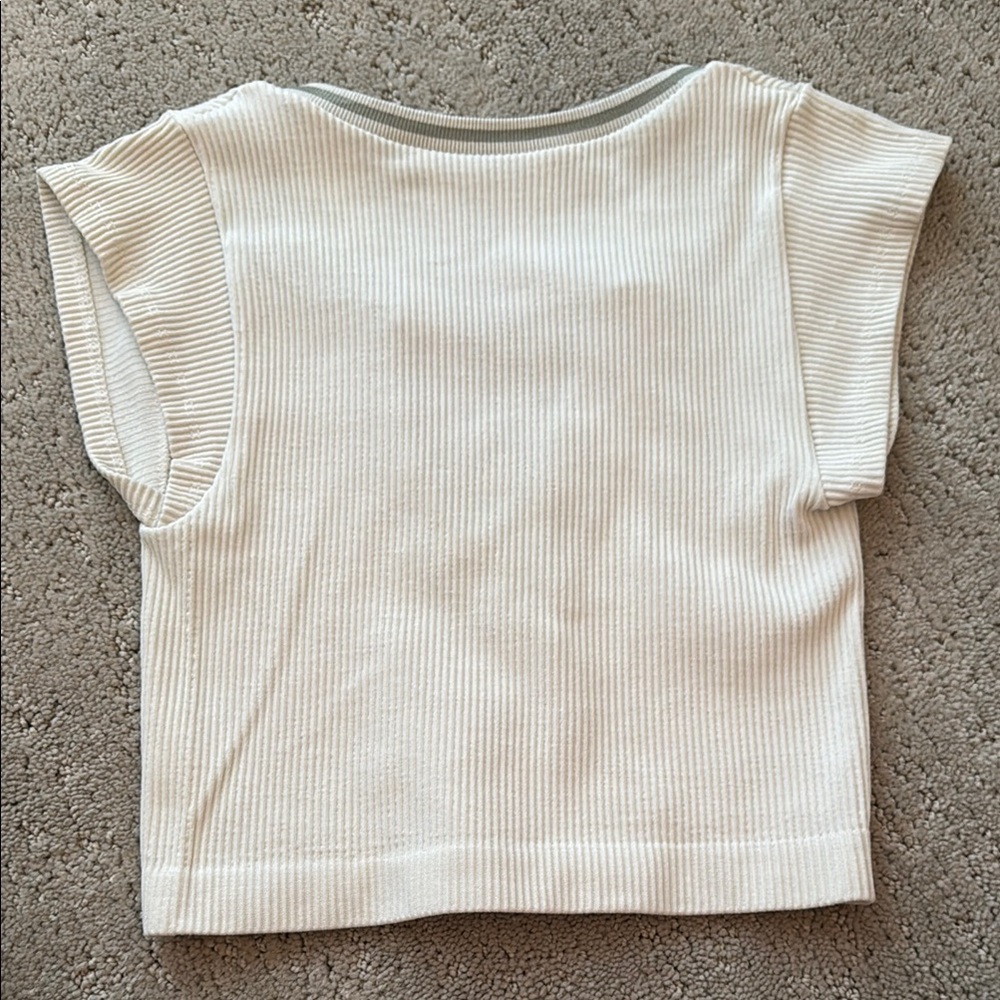 Urban Outfitters Cream Ribbed Crop Top - Picture 2 of 5
